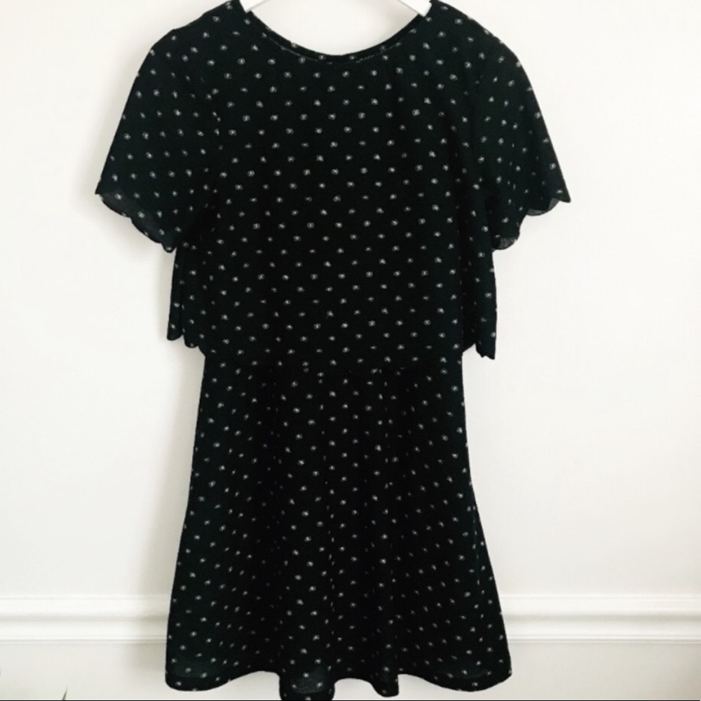 Topshop Daisy Print Scallop Overlay Dress
